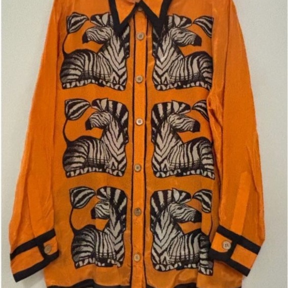 FARM Rio Zebra-Panel Silk Button-Down Shirt - Picture 2 of 3